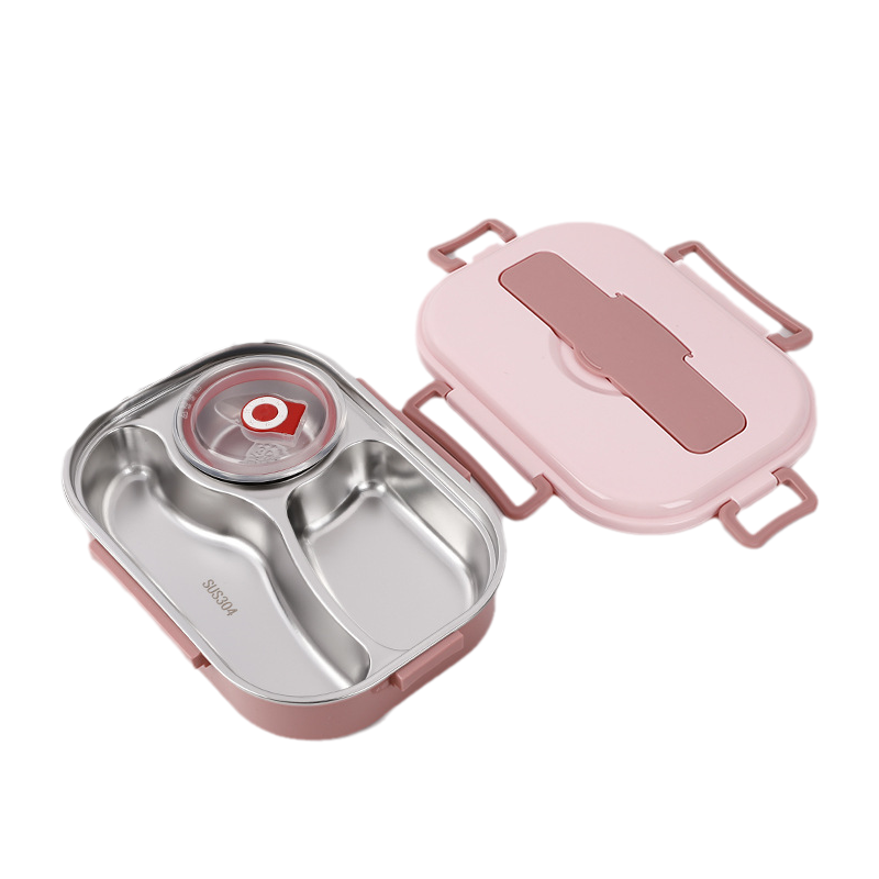 Insulated Stainless Steel 4-Compartment Bento Box