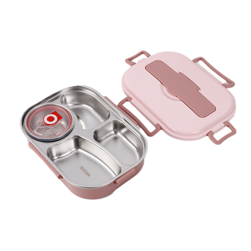 Insulated Stainless Steel 4-Compartment Bento Box