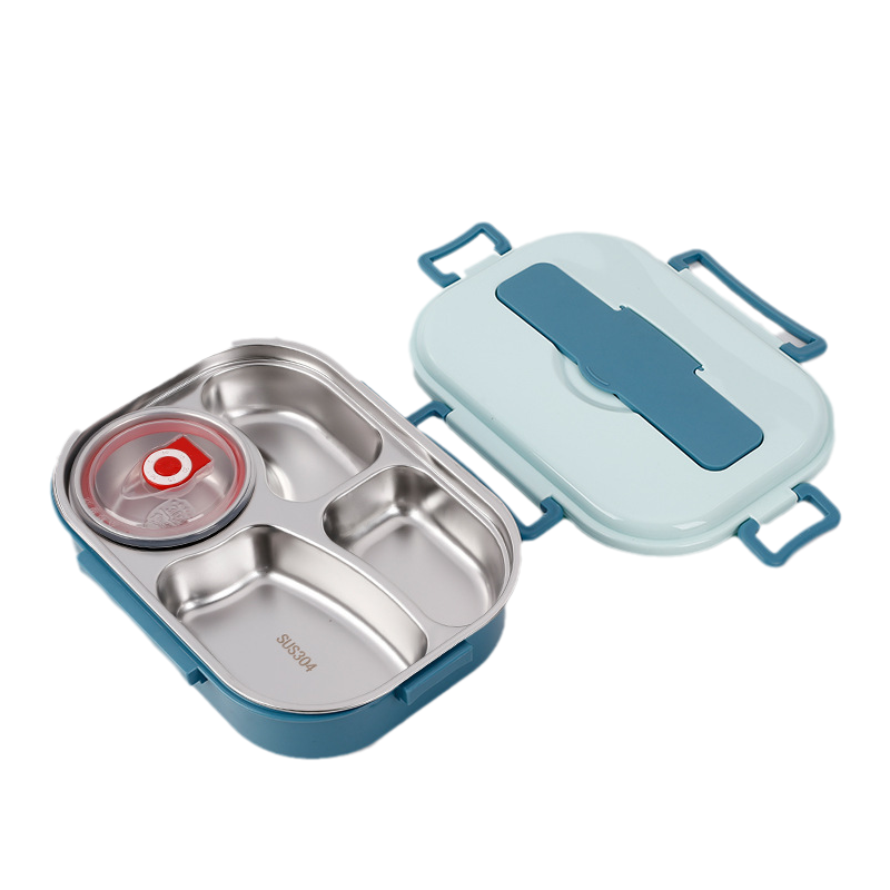 Insulated Stainless Steel 4-Compartment Bento Box
