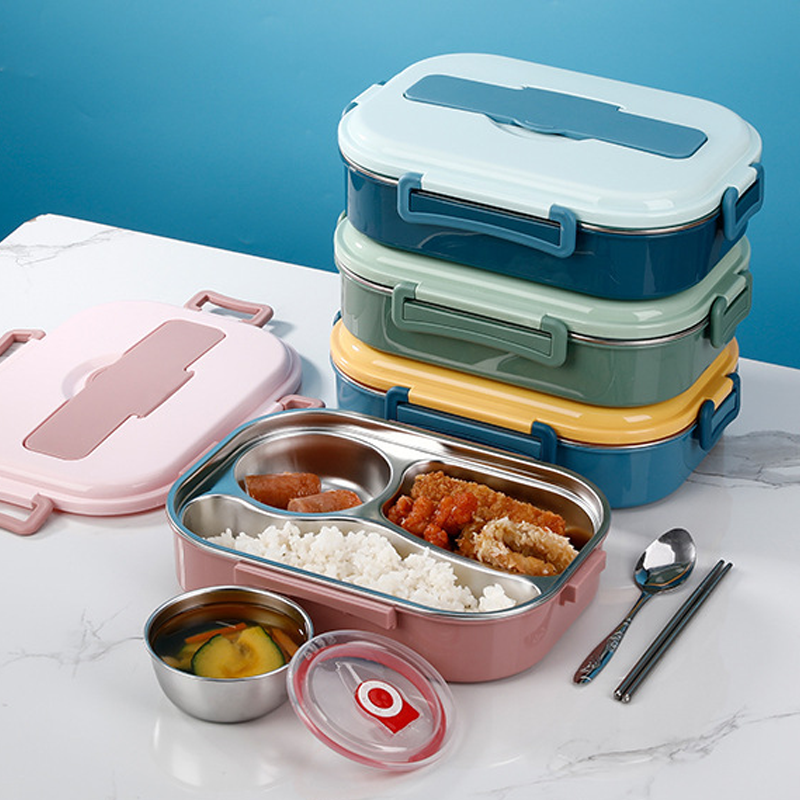 Insulated Stainless Steel 4-Compartment Bento Box
