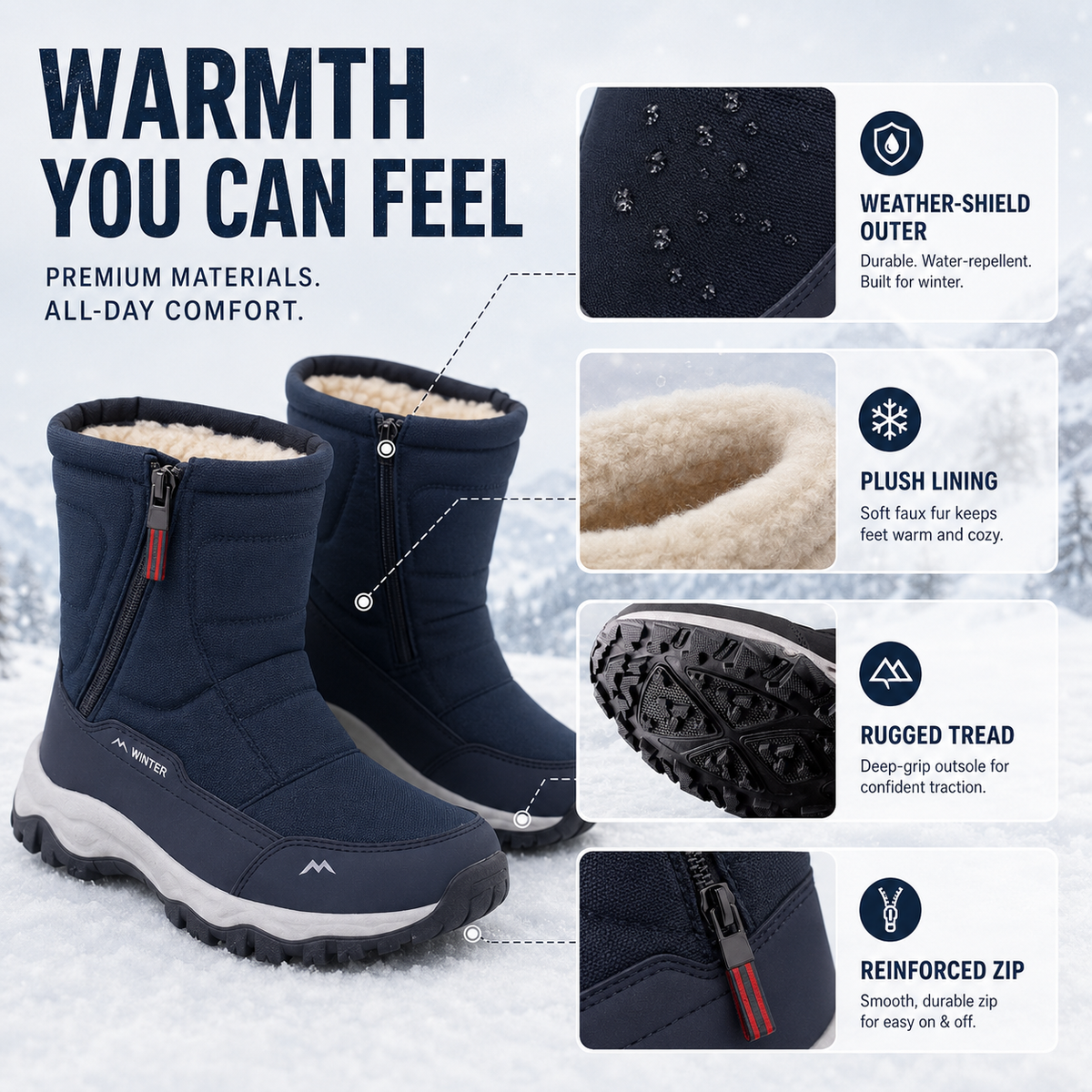Insulated Waterproof Winter Boots