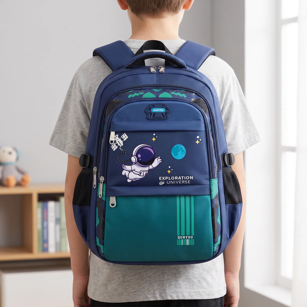 Kids' Astronaut School Backpack with Multiple Compartments