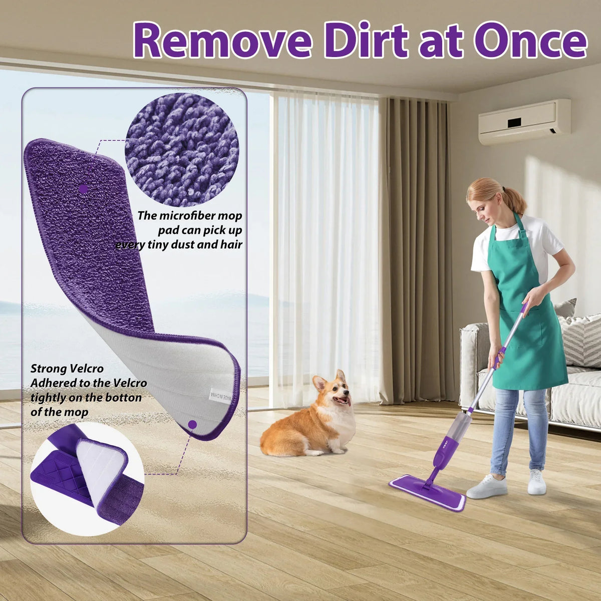 Kitchen Spray Mop for Tile and Wood Floors