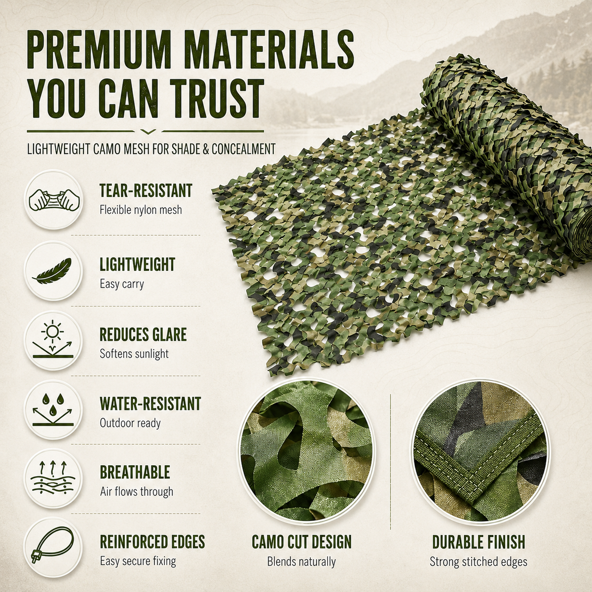 Large Camouflage Mesh Roll