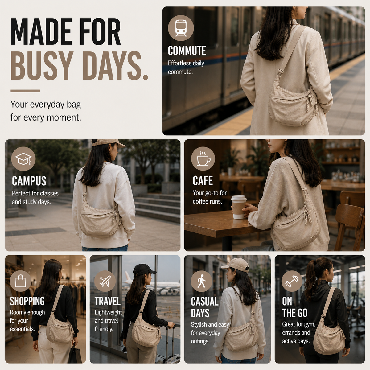 Large-Capacity Slouchy Crossbody Bag