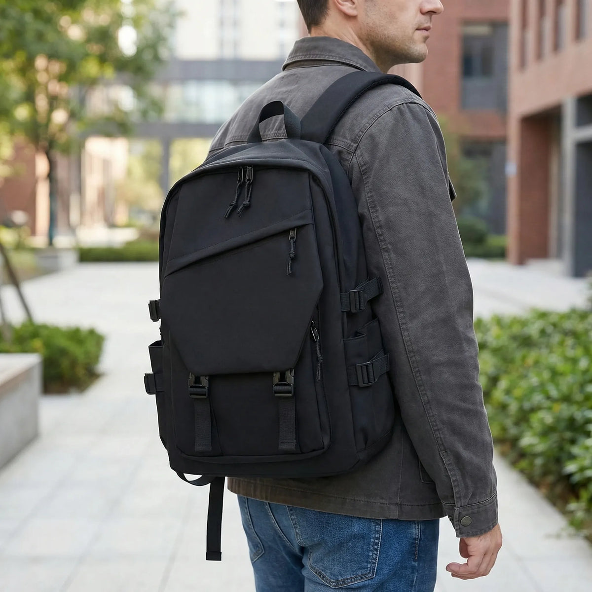 Large-Capacity Solid Color Backpack
