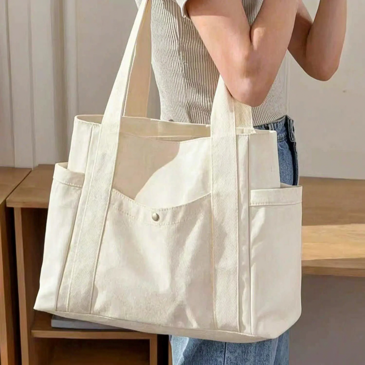 Large-Capacity Structured Tote Bag