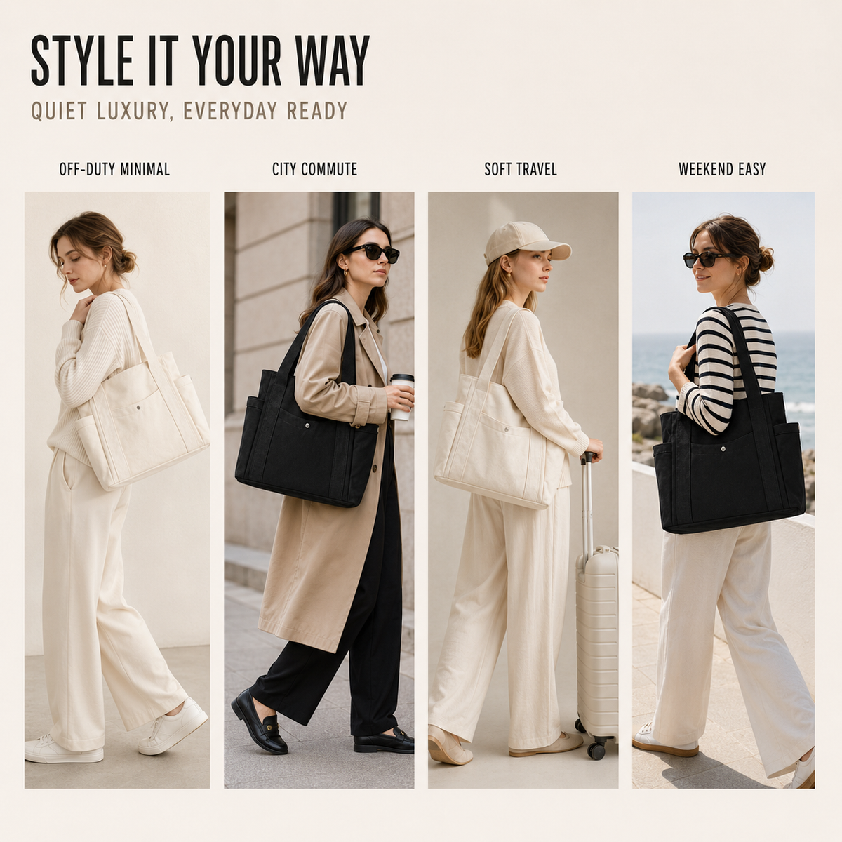 Large-Capacity Structured Tote Bag