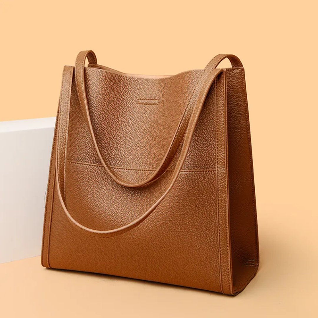 Large Leather Handbag with Generous Capacity - DailyLux