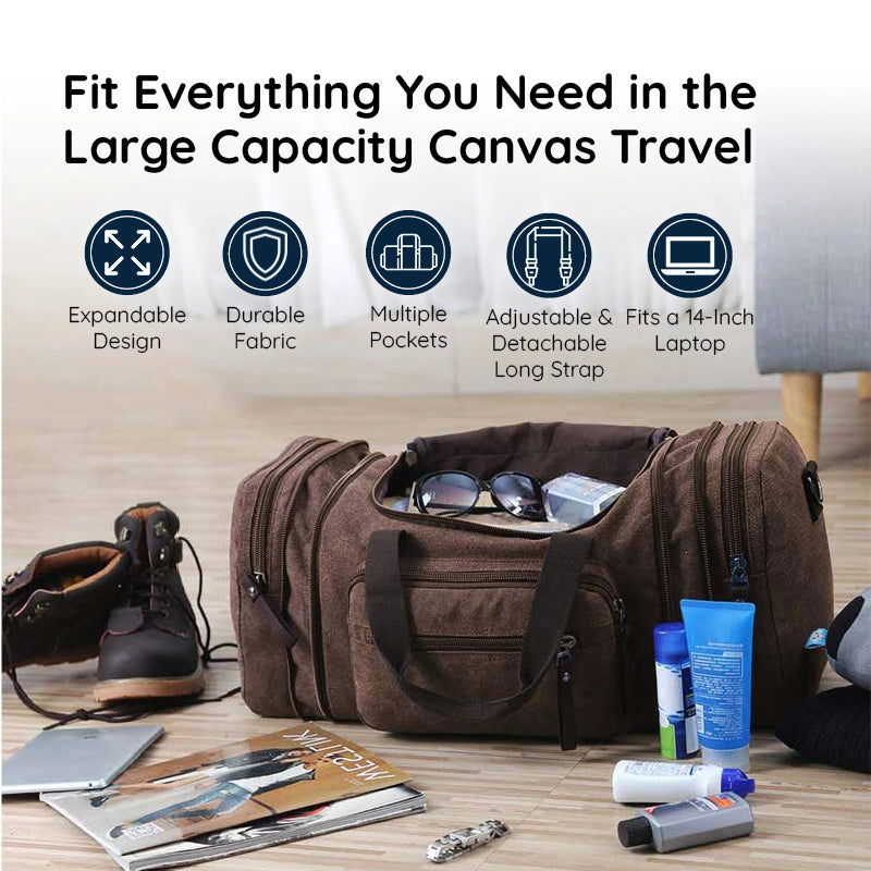 Large Travel Bag - Spacious & Durable Weekend Holdall