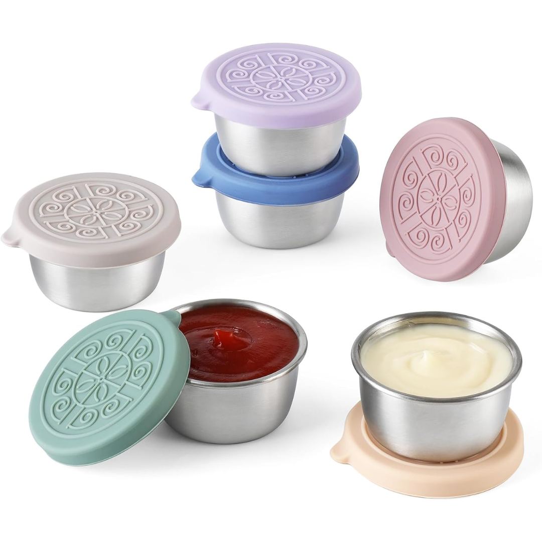 Leak-Proof Stainless Steel Sauce Cups (6 Pieces)