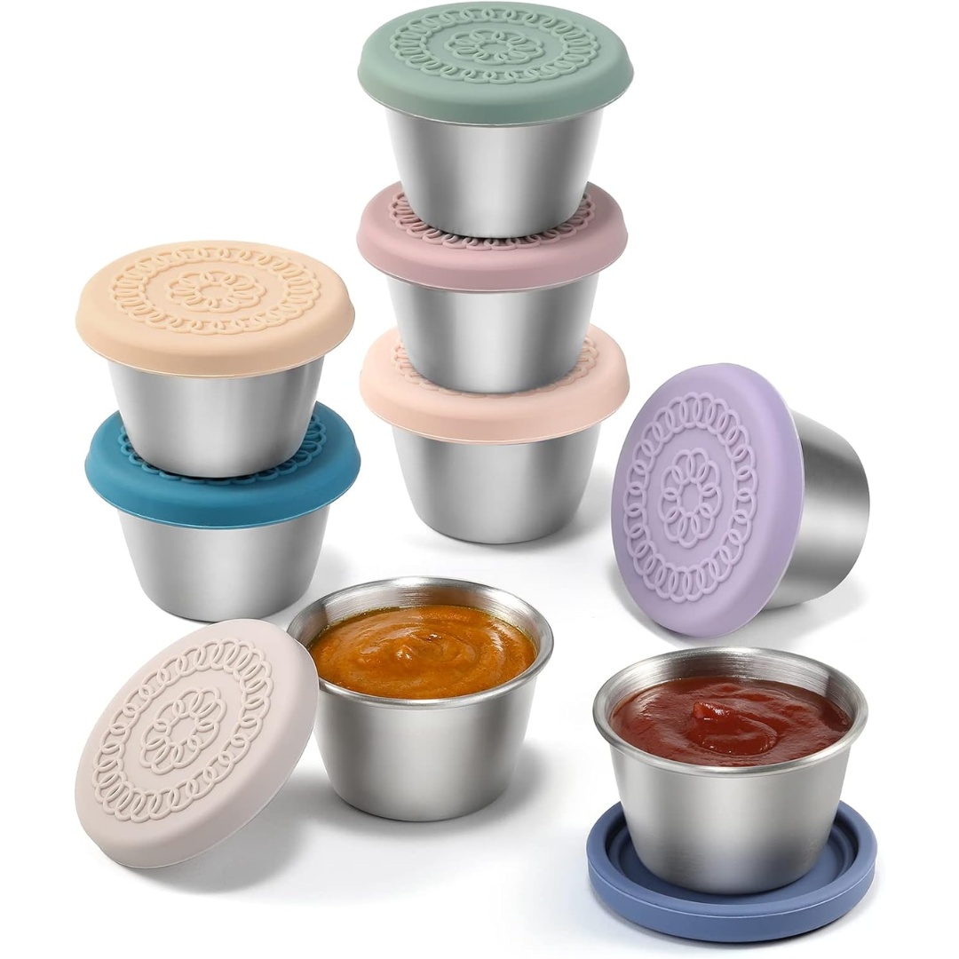 Leak-Proof Stainless Steel Sauce Cups (6 Pieces)