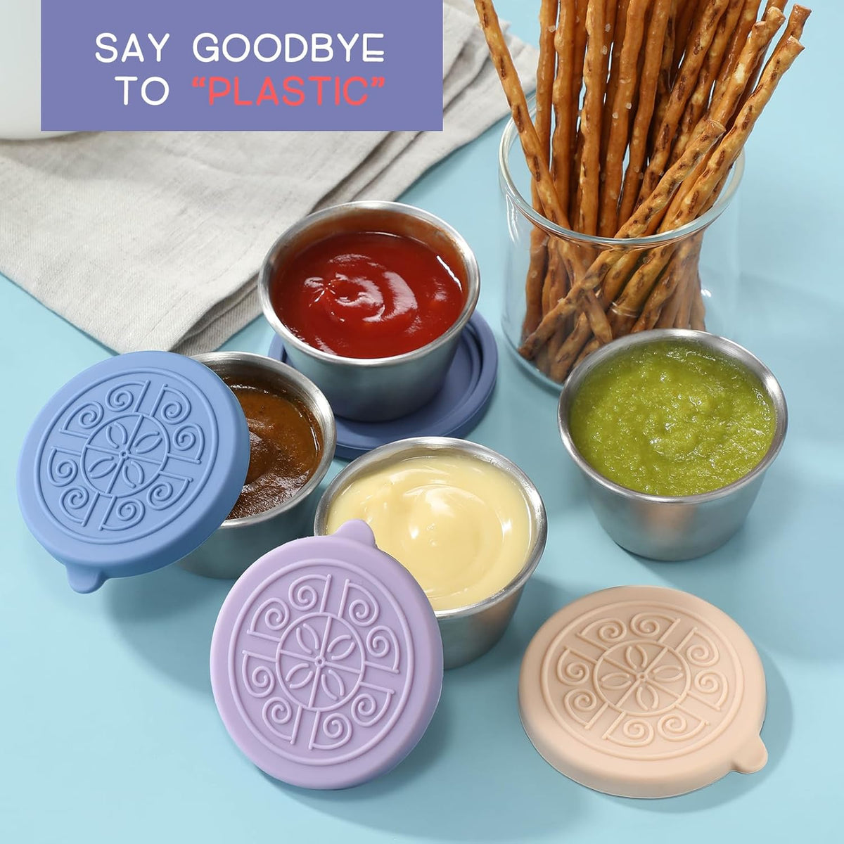 Leak-Proof Stainless Steel Sauce Cups (6 Pieces)