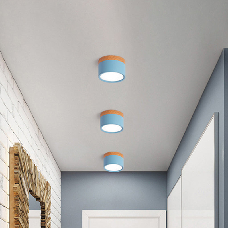 LED Ceiling Light with Wood Finish
