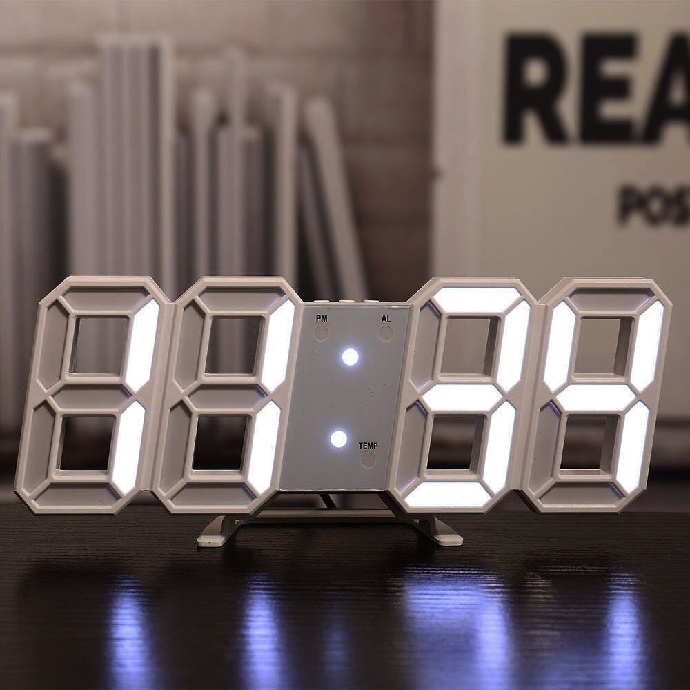 LED Digital Wall Clock with Temperature and Alarm