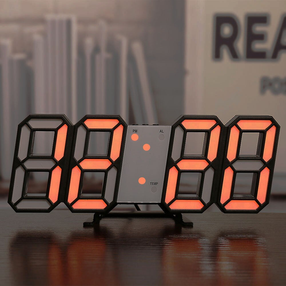 LED Digital Wall Clock with Temperature and Alarm