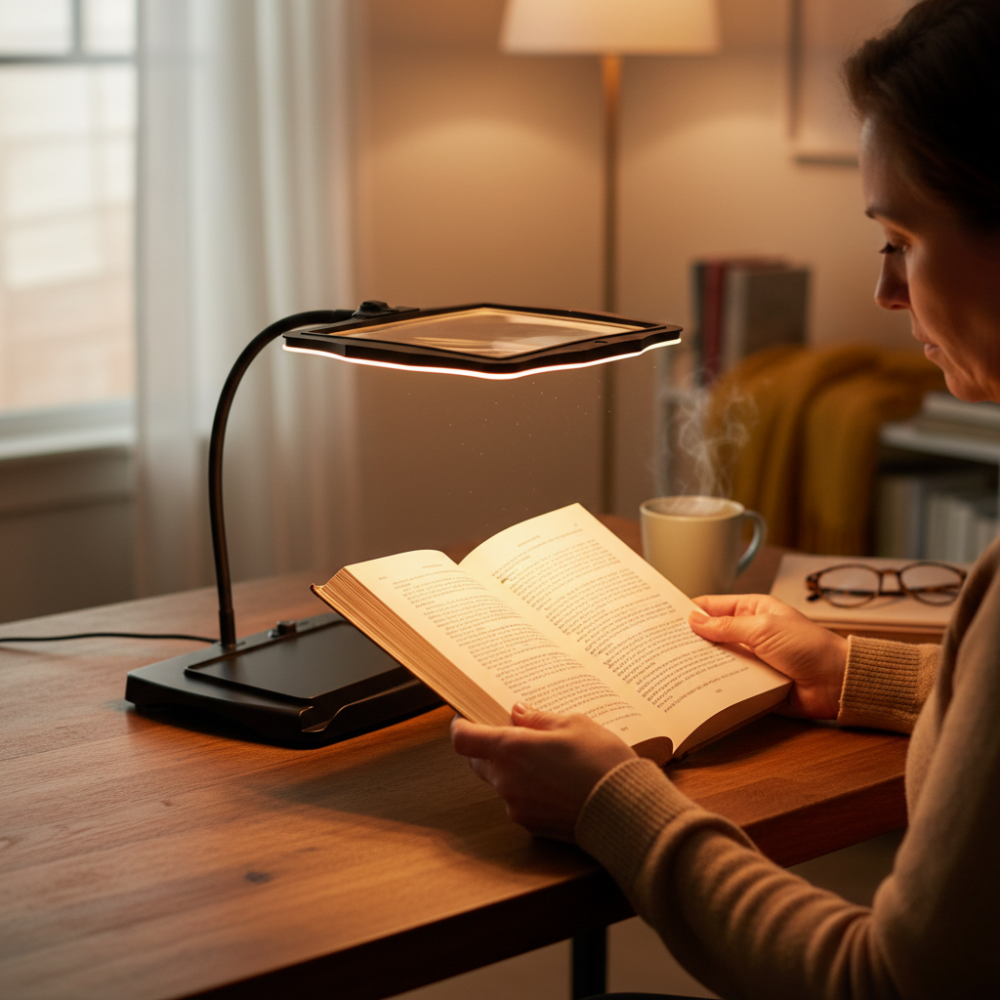 LED Magnifying Desk Lamp and Reading Light with Flexible Arm