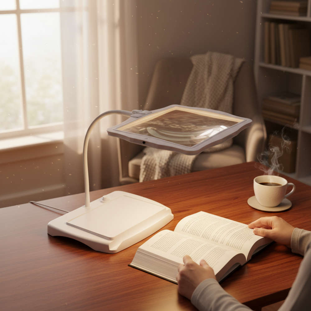 LED Magnifying Desk Lamp and Reading Light with Flexible Arm
