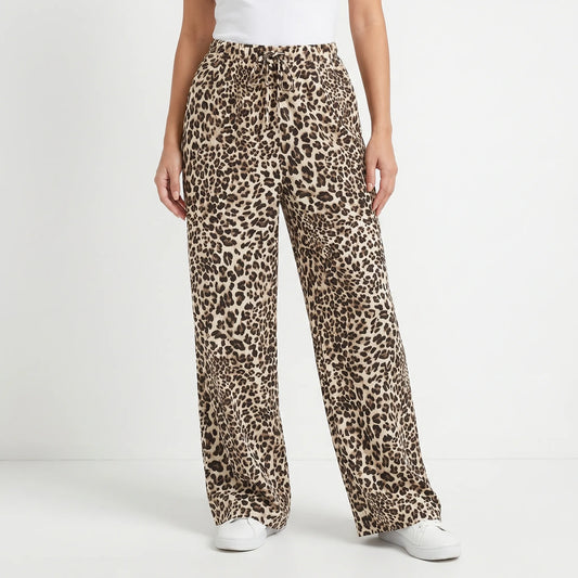 Leopard Print Wide-Leg Pants - Teresa