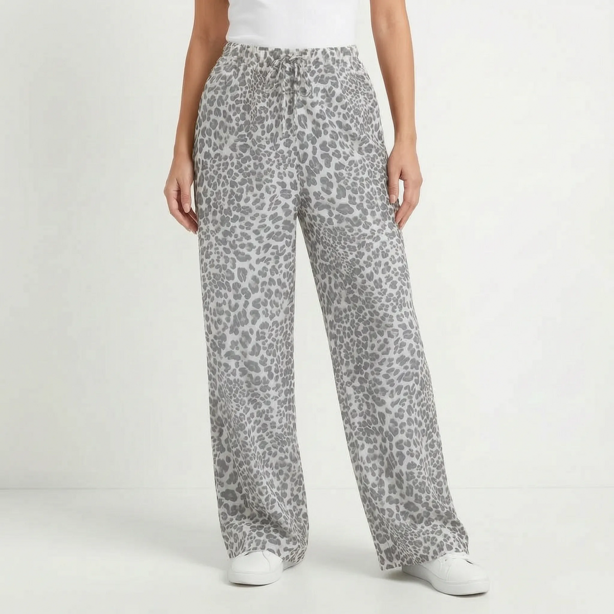 Leopard Print Wide-Leg Pants - Teresa