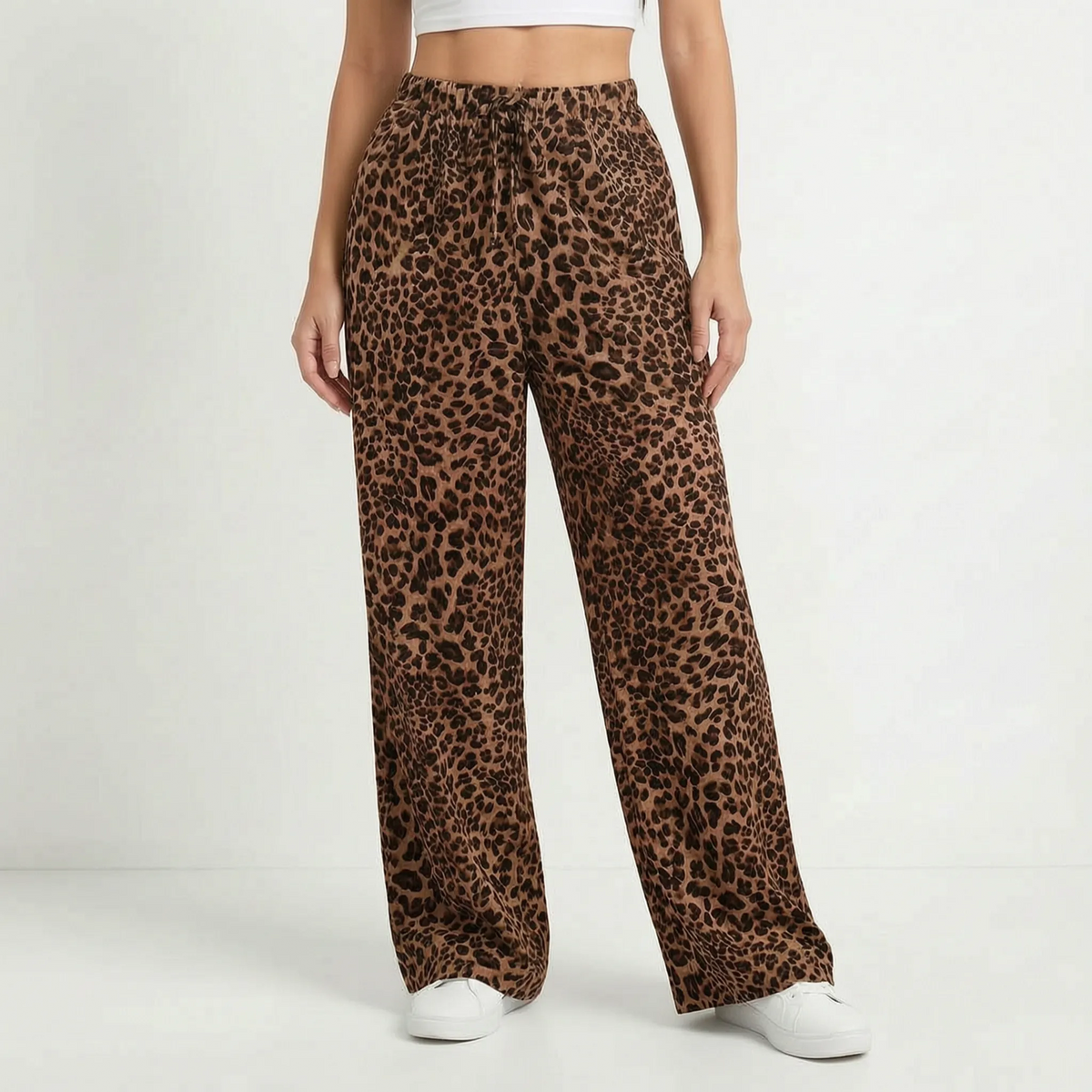 Leopard Print Wide-Leg Pants - Teresa
