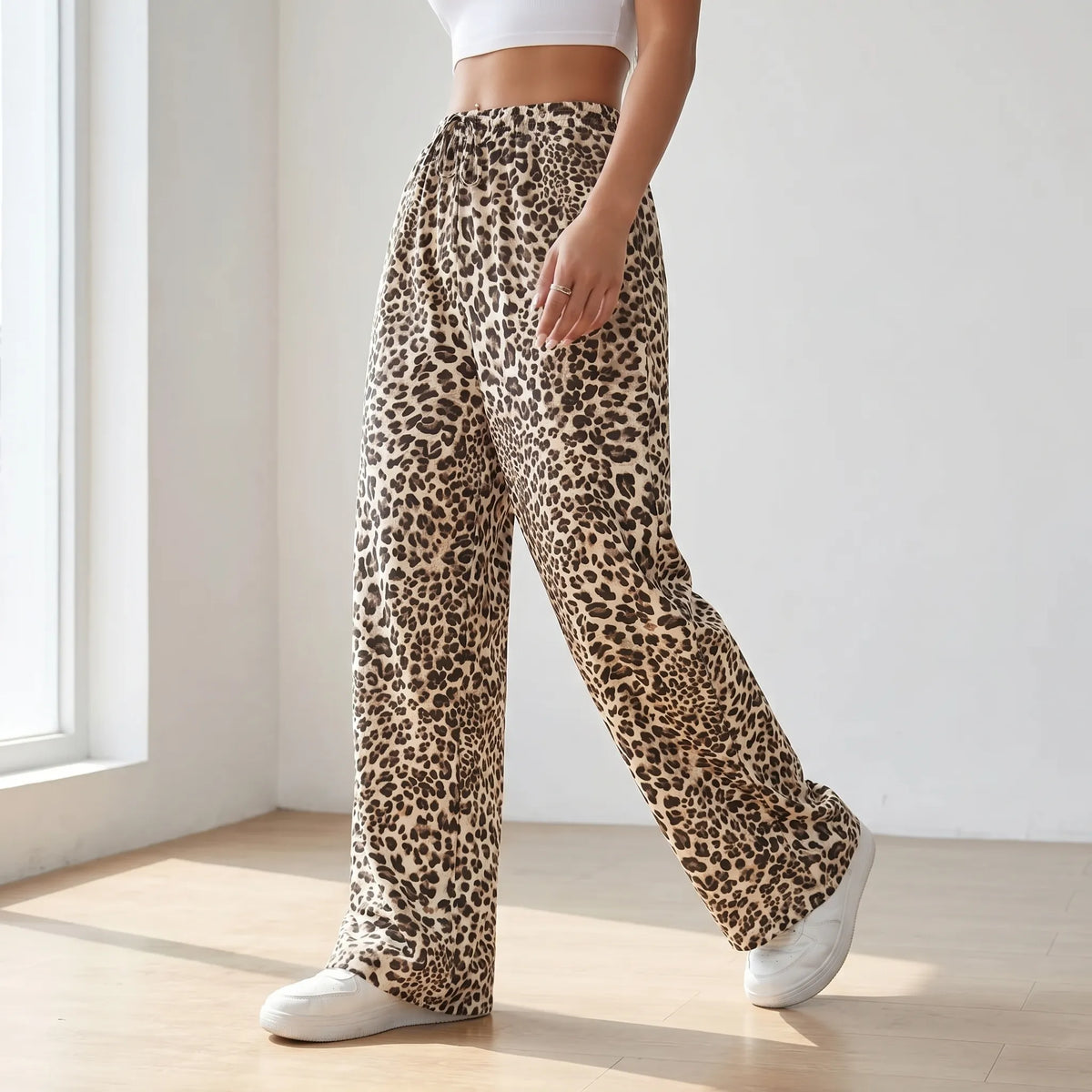 Leopard Print Wide-Leg Pants - Teresa