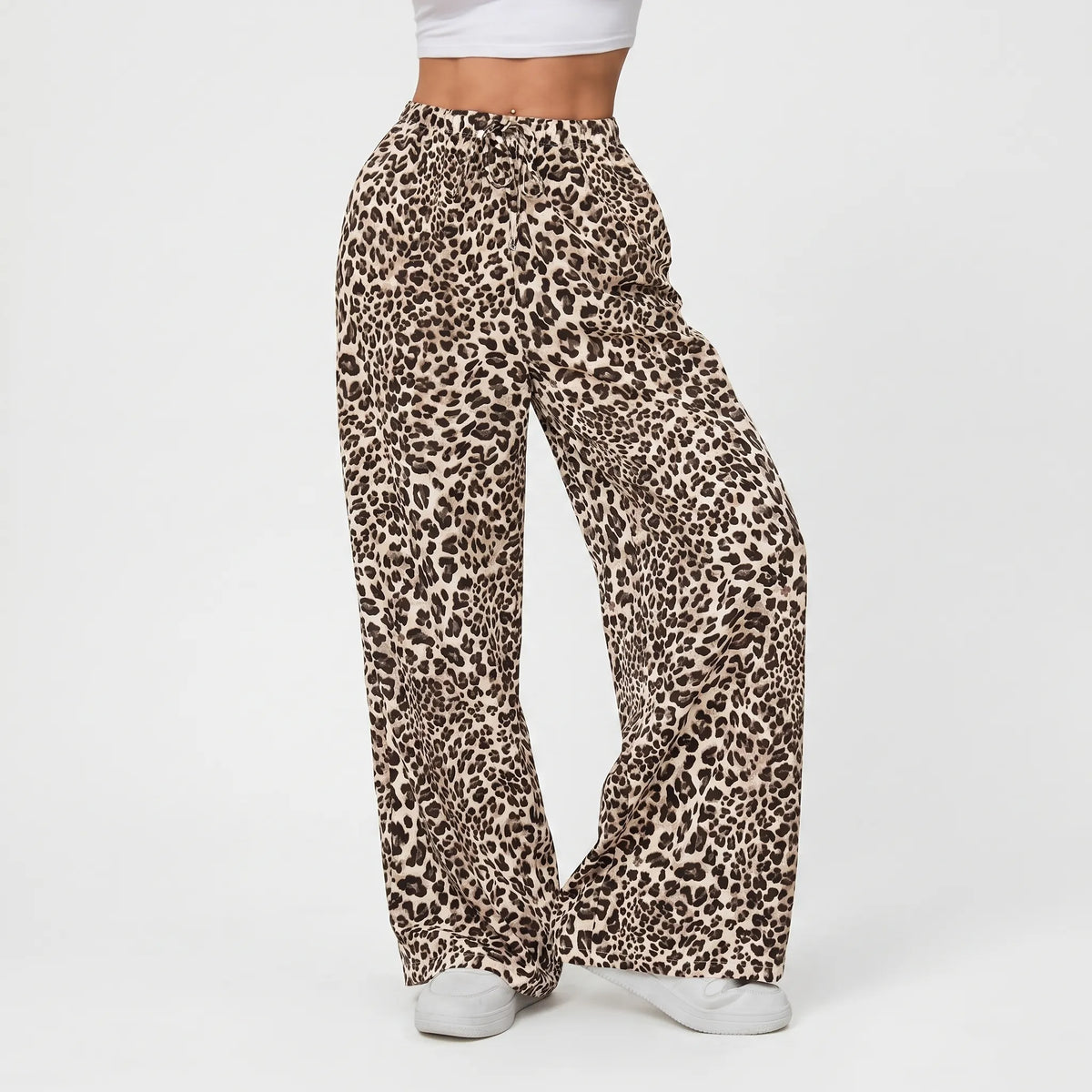 Leopard Print Wide-Leg Pants - Teresa
