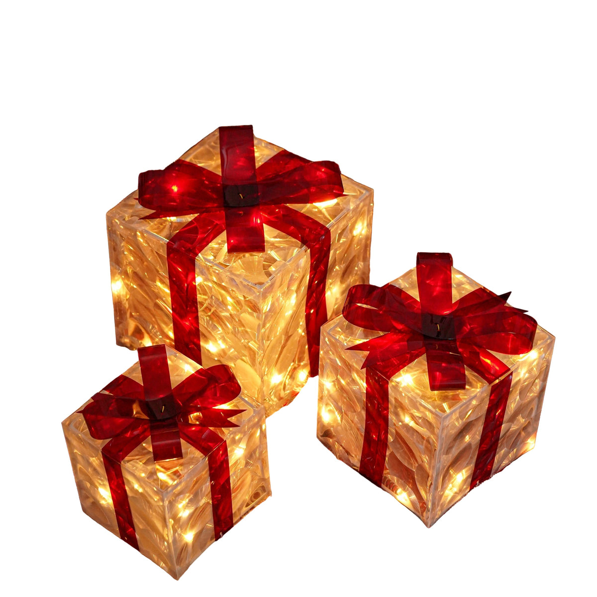 Light-Up Christmas Gift Boxes – Set of 3 Decorative Boxes
