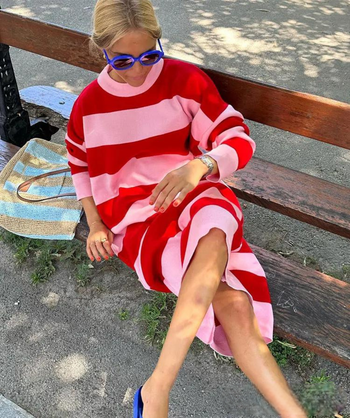 Lightweight Loose-Fit Striped Summer Dress