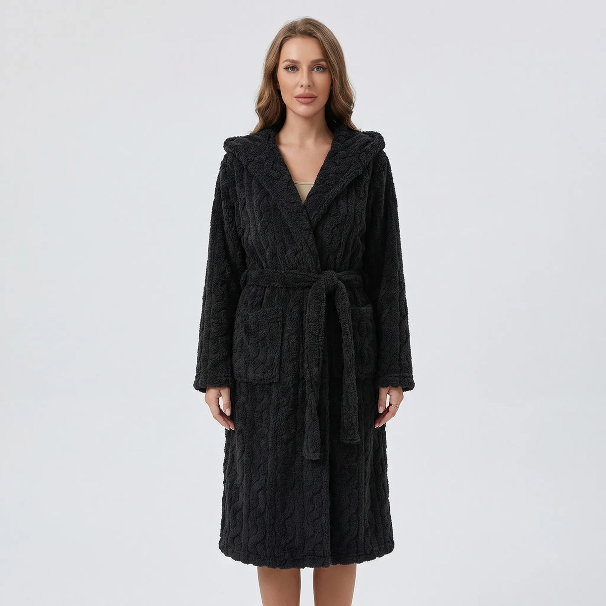 Long Hooded Robe with Belt