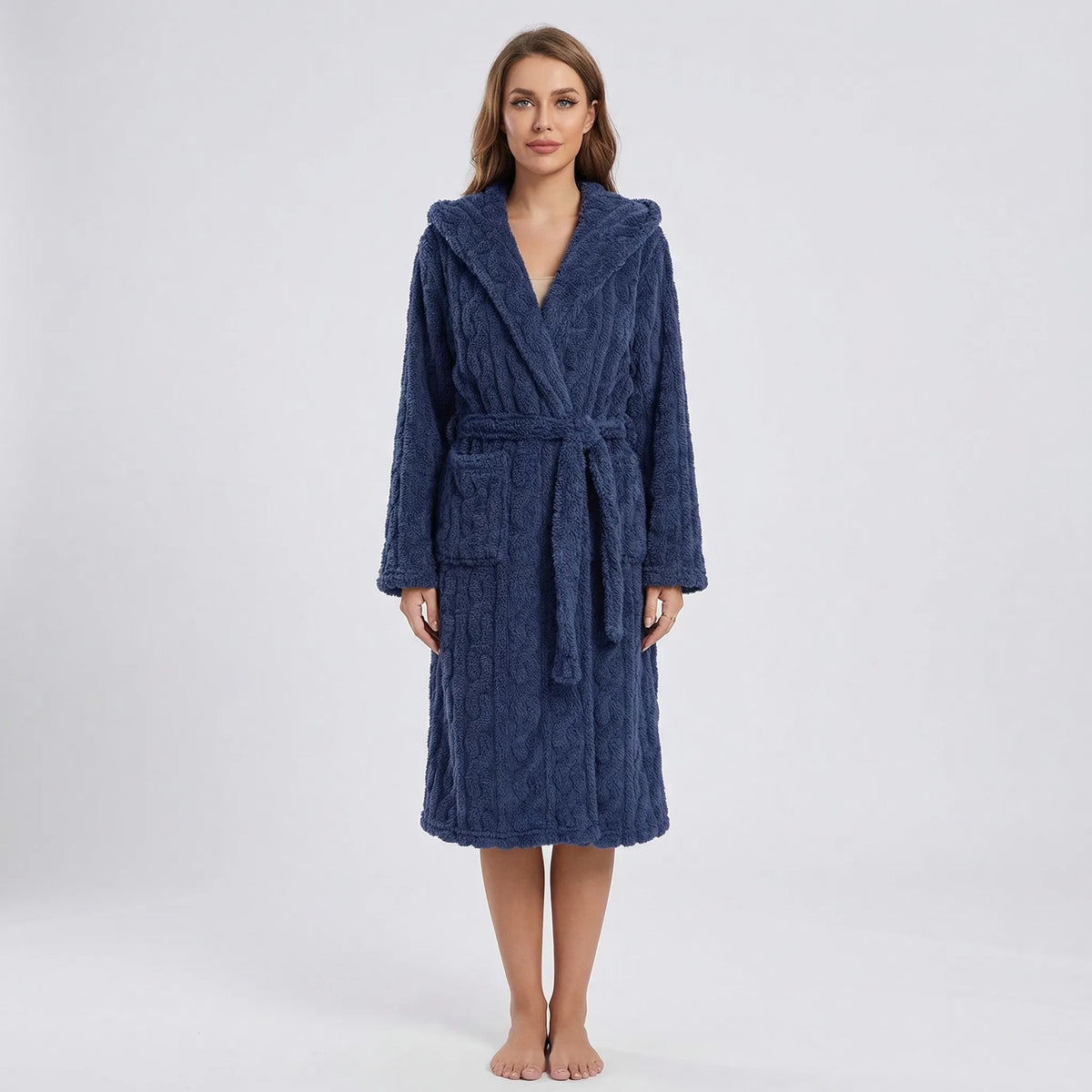 Long Hooded Robe with Belt