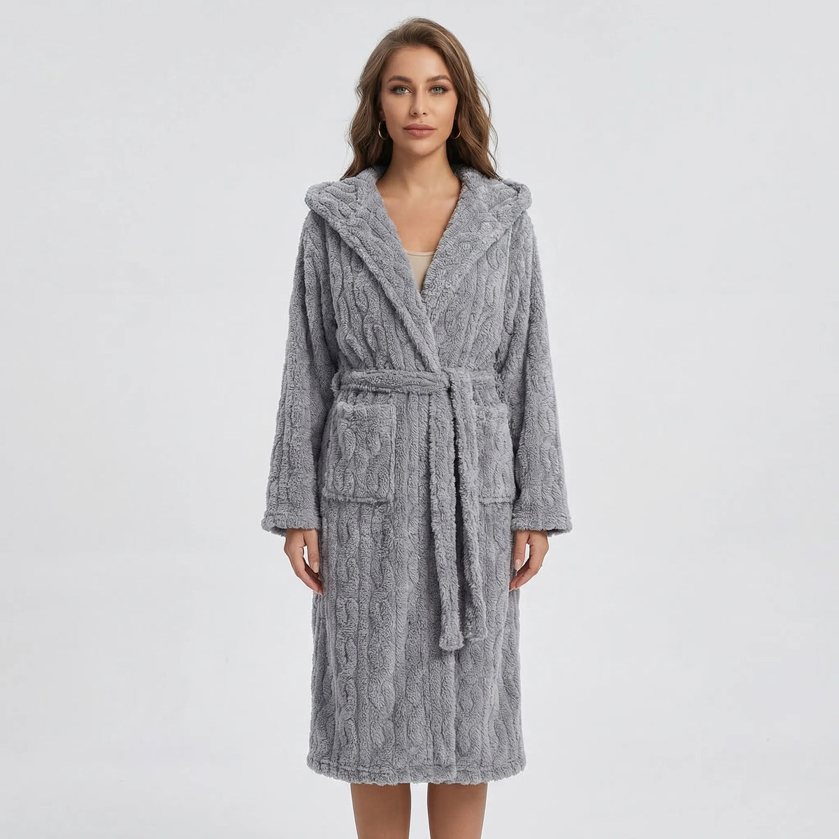 Long Hooded Robe with Belt