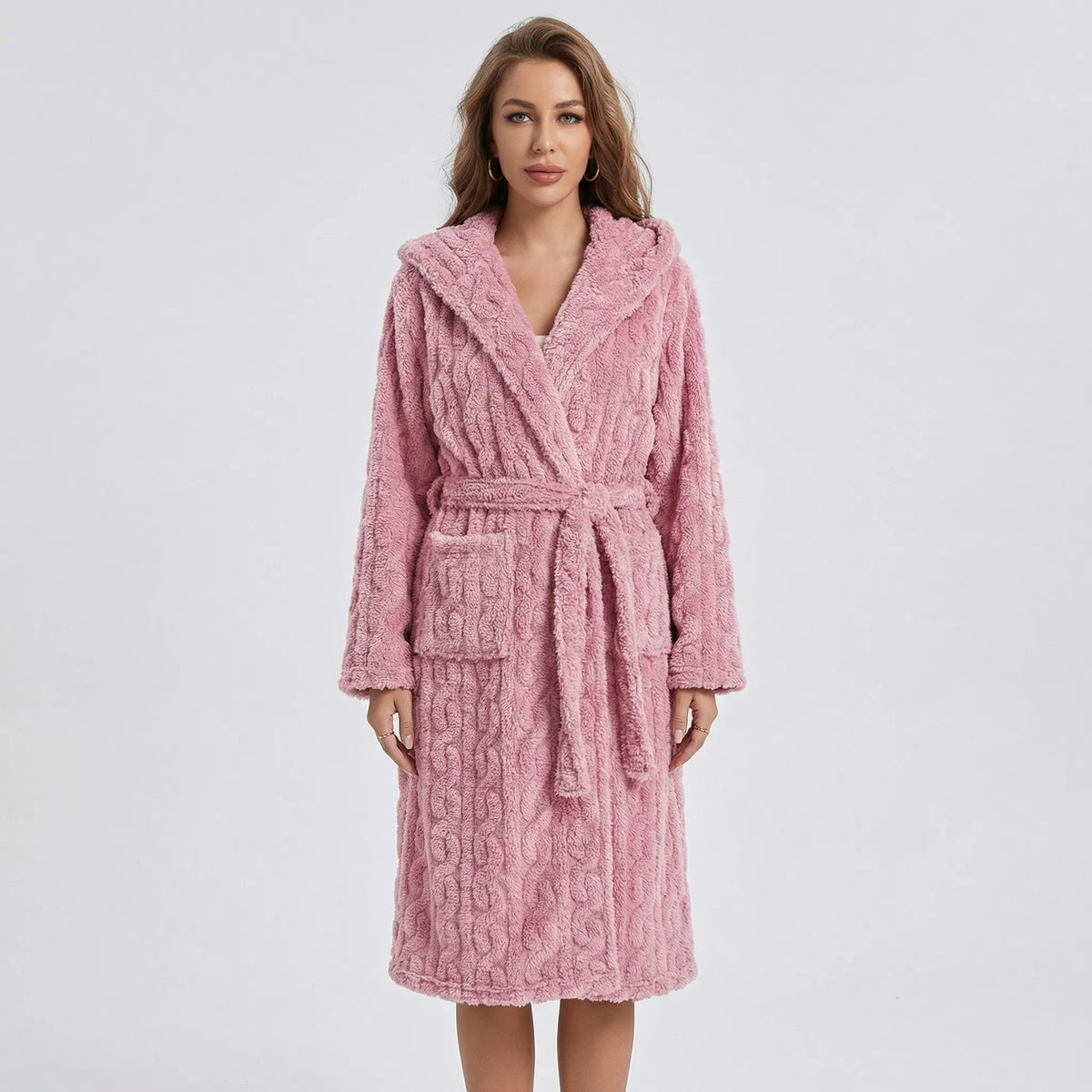 Long Hooded Robe with Belt