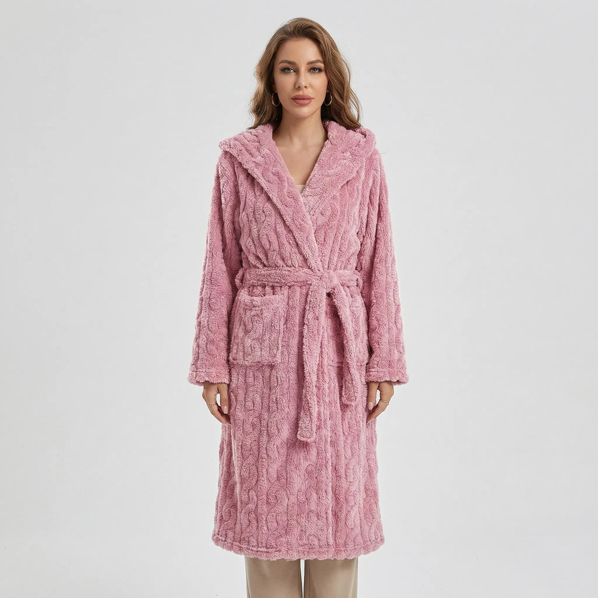 Long Hooded Robe with Belt