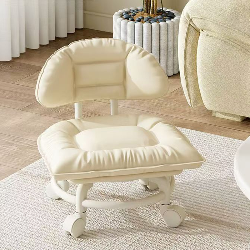 Low Rolling Stool with Backrest, Quiet 360° Swivel Casters & Padded Seat