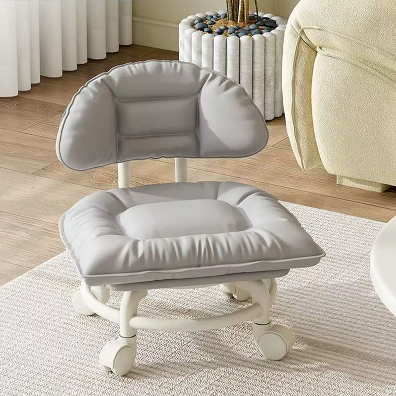 Low Rolling Stool with Backrest, Quiet 360° Swivel Casters & Padded Seat