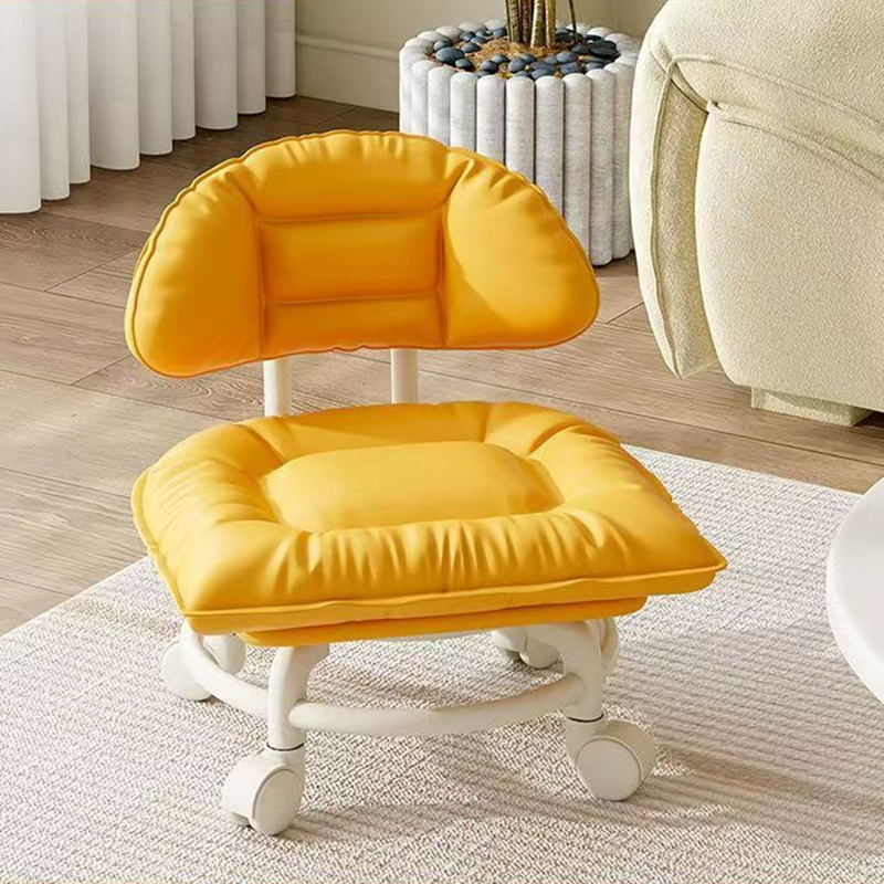 Low Rolling Stool with Backrest, Quiet 360° Swivel Casters & Padded Seat