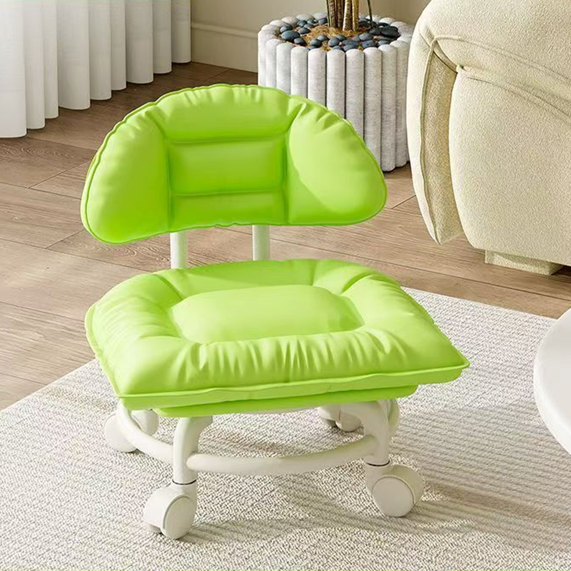Low Rolling Stool with Backrest, Quiet 360° Swivel Casters & Padded Seat