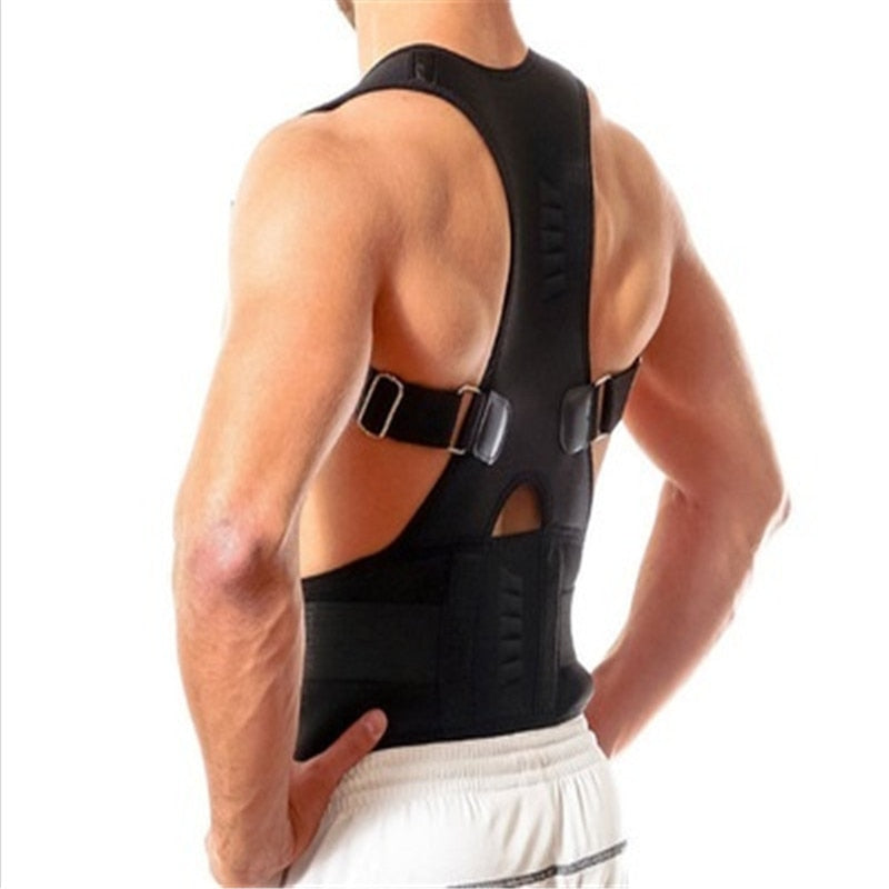 Magnetic Posture Corrector with Adjustable Straps for Back Support – Breathable Polyester