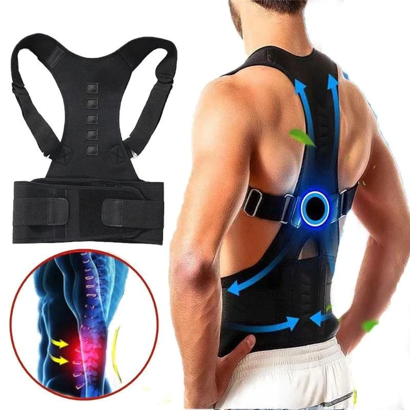 Magnetic Posture Corrector with Adjustable Straps for Back Support – Breathable Polyester