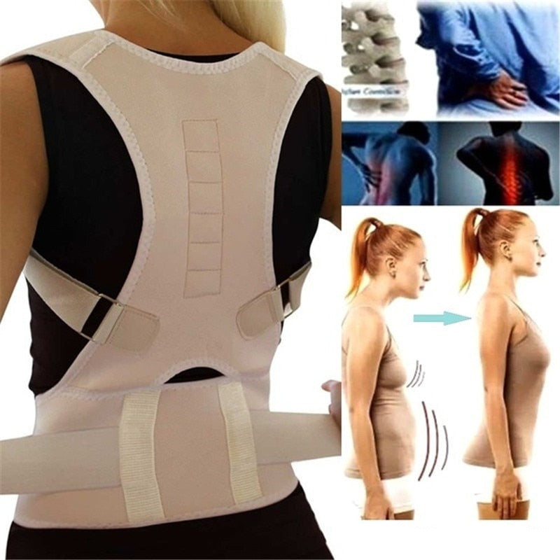 Magnetic Posture Corrector with Adjustable Straps for Back Support – Breathable Polyester