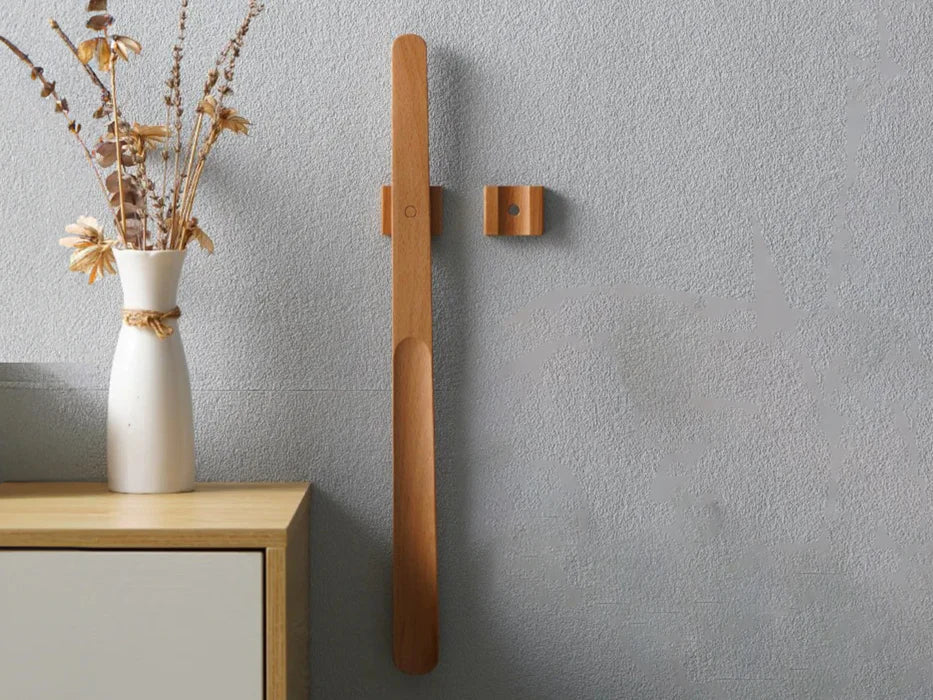 Magnetic Wooden Shoehorn with Wall Mount