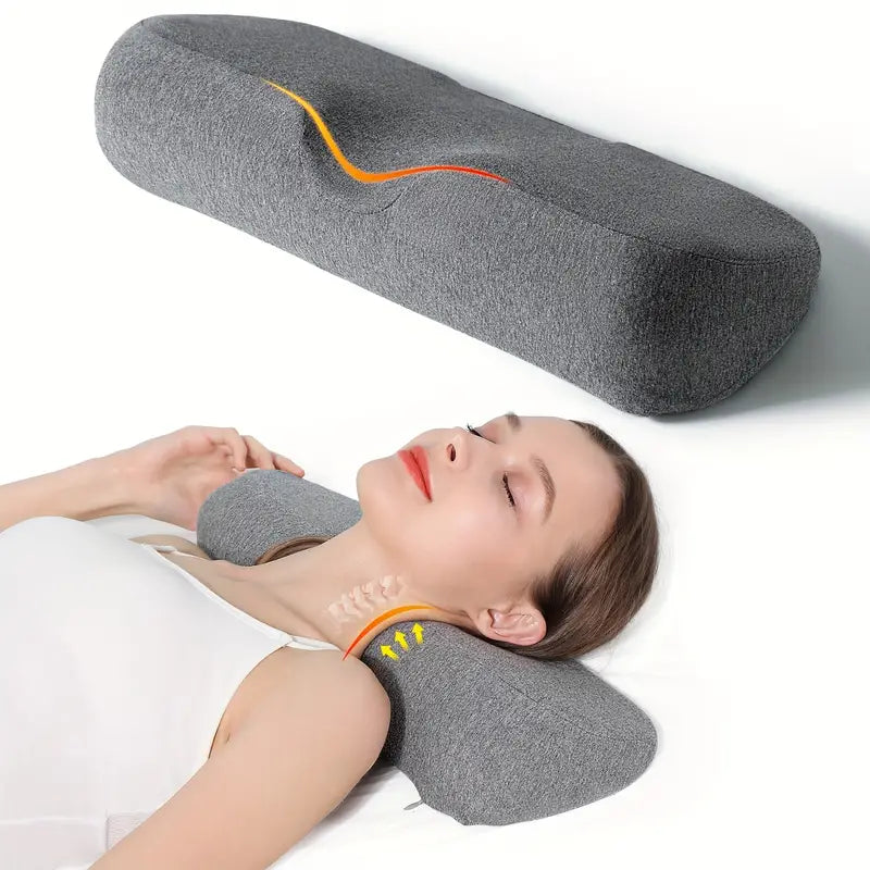 Memory Foam Bed Bolster Pillow for Stiff Neck Support and Pain Relief