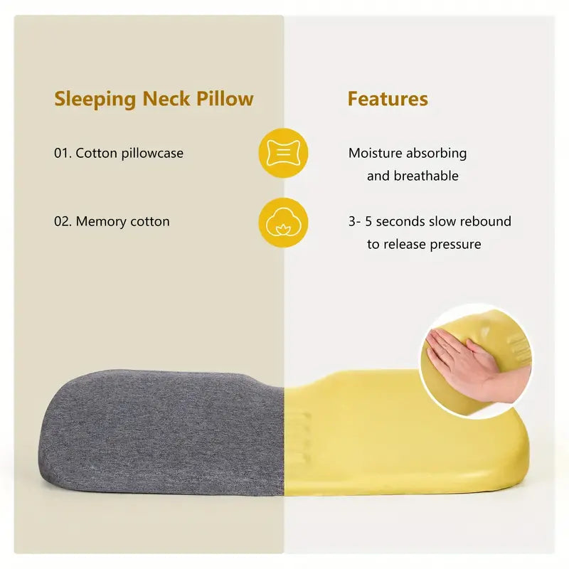 Memory Foam Bed Bolster Pillow for Stiff Neck Support and Pain Relief