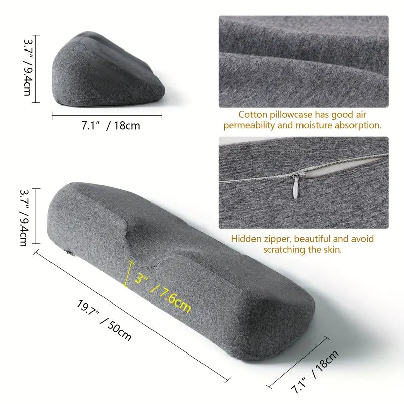 Memory Foam Bed Bolster Pillow for Stiff Neck Support and Pain Relief