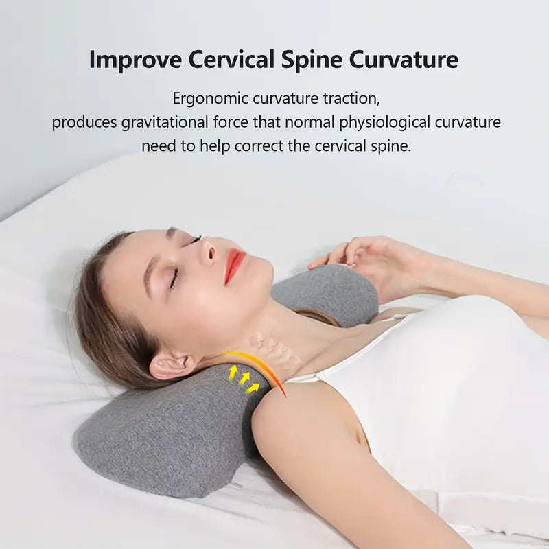 Memory Foam Bed Bolster Pillow for Stiff Neck Support and Pain Relief