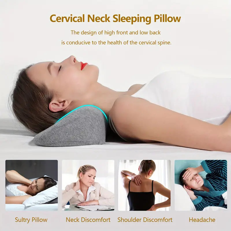 Memory Foam Bed Bolster Pillow for Stiff Neck Support and Pain Relief