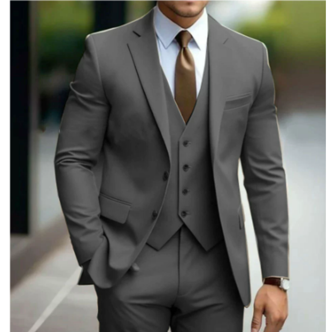 Men's 3-Piece Suit with Vest for Weddings and Formal Occasions