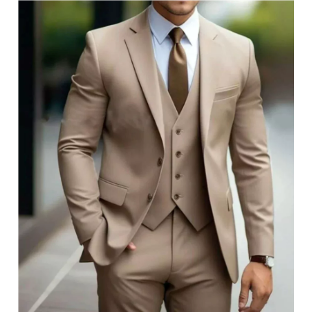 Men's 3-Piece Suit with Vest for Weddings and Formal Occasions