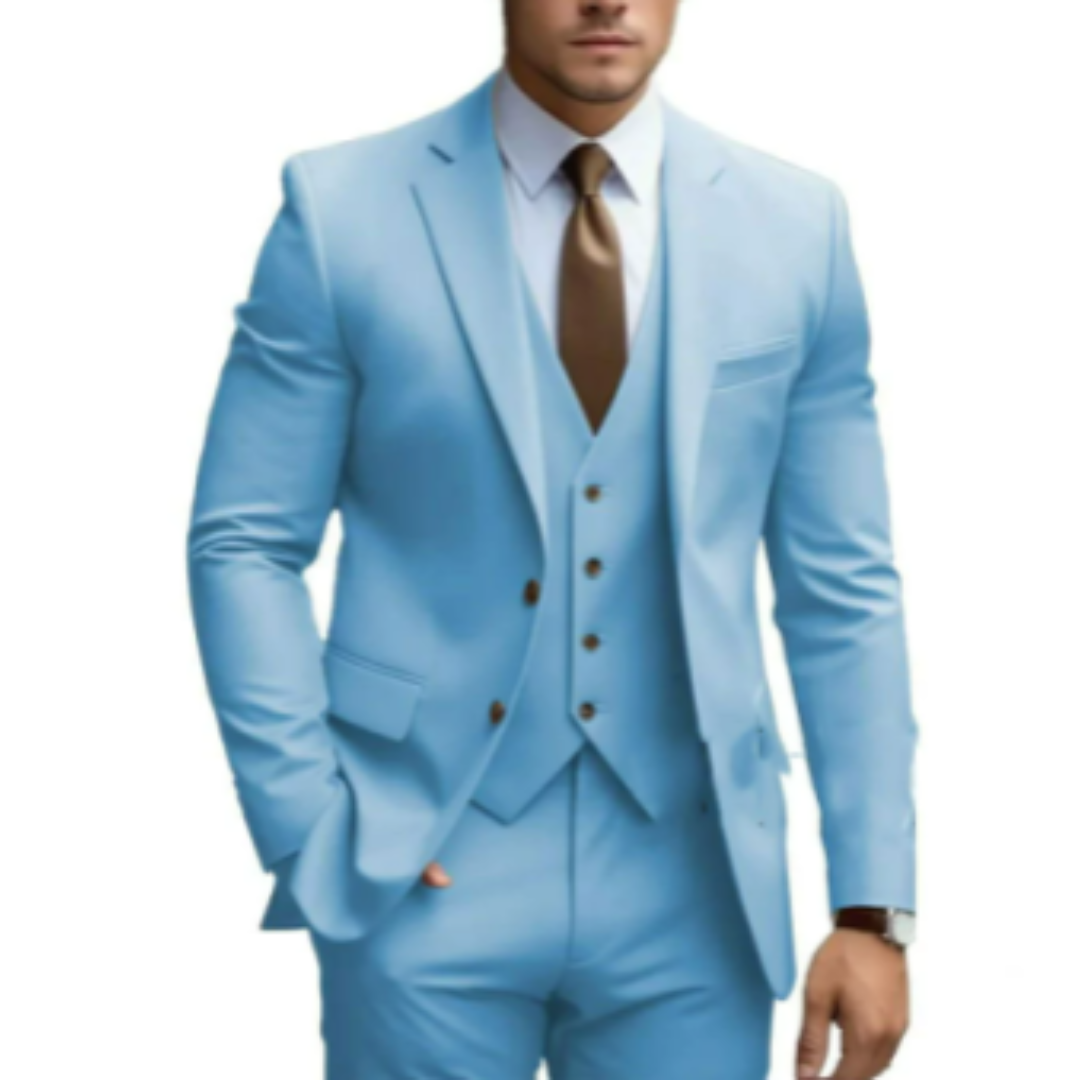 Men's 3-Piece Suit with Vest for Weddings and Formal Occasions
